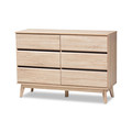 Baxton Studio Miren Mid-Century Modern Light Oak and Dark Grey 6-Drawer Dresser 148-8256